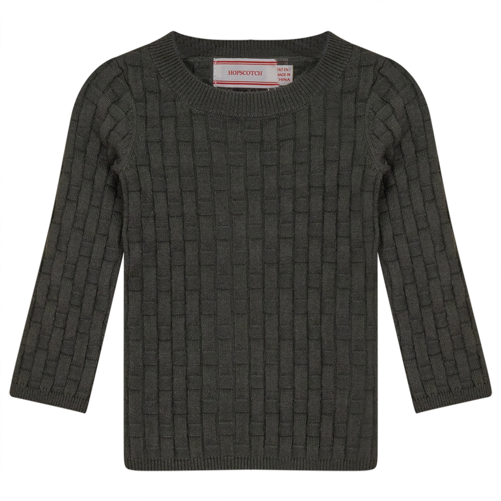 Knit Textured Top in Dark Olive by Hopscotch