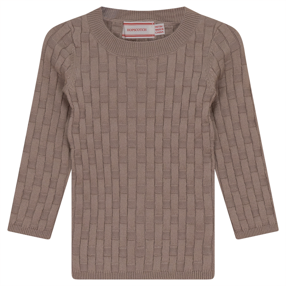 Knit Textured Top in Sand Mix by Hopscotch