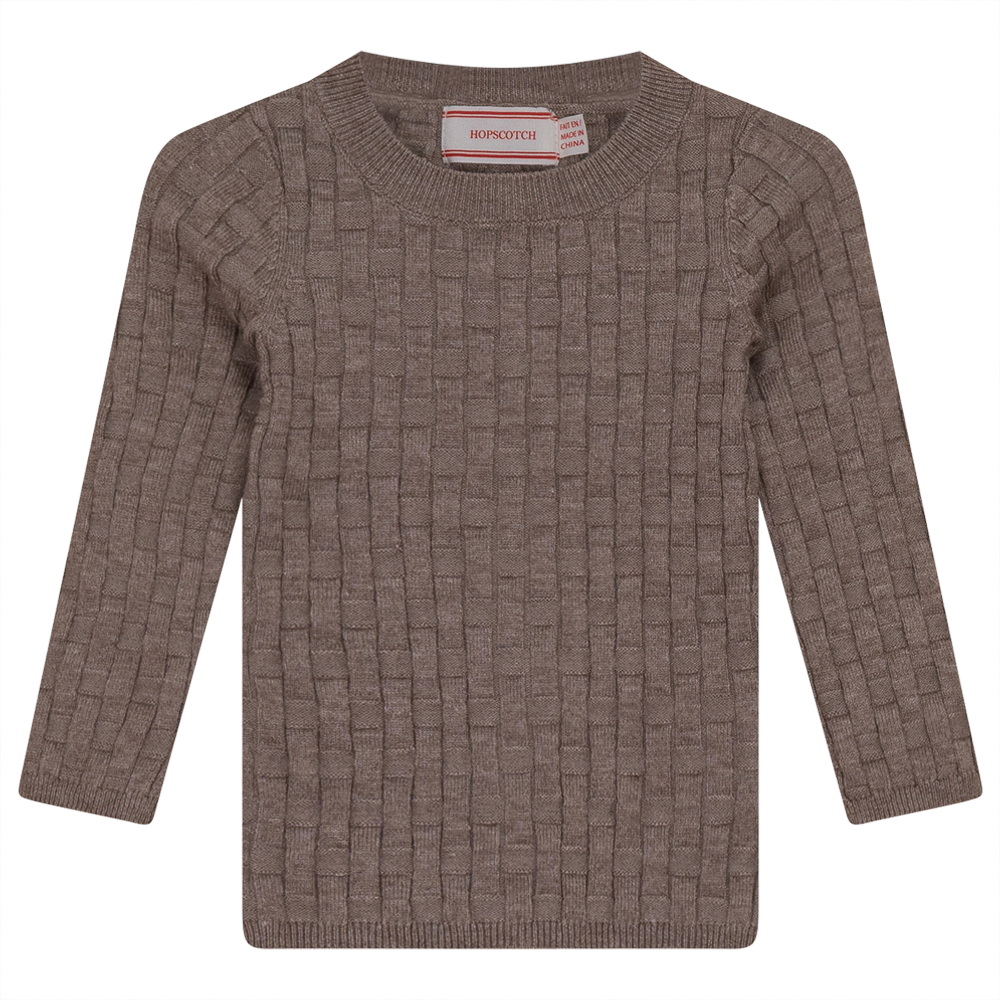 Knit Textured Top in Taupe Mix by Hopscotch
