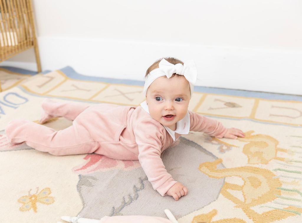 Embroidered "Petit Coeur" Velour Onesie in by So Loved