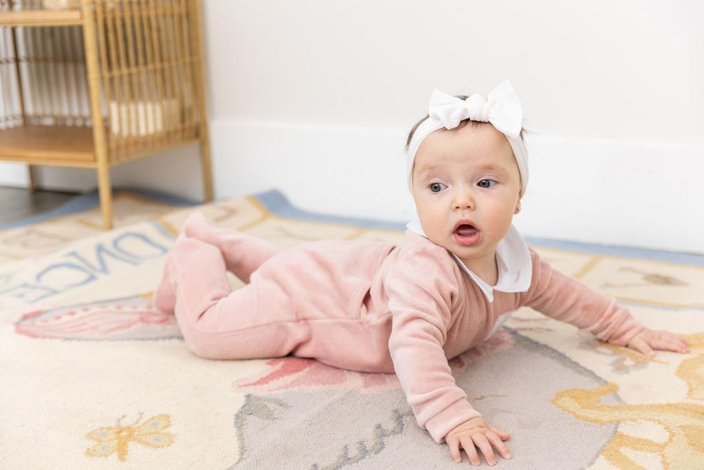 Embroidered "Petit Coeur" Velour Onesie in by So Loved
