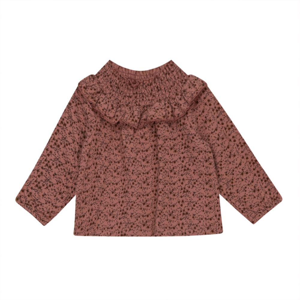 Smocked Floral All Over Print Top in Blush by Elle & Boo