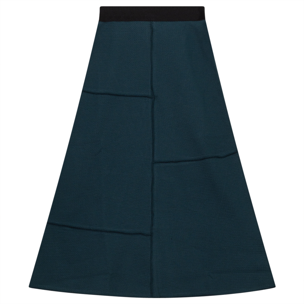 Asymmetric Cut Waffle Long Skirt in Pine by FYI