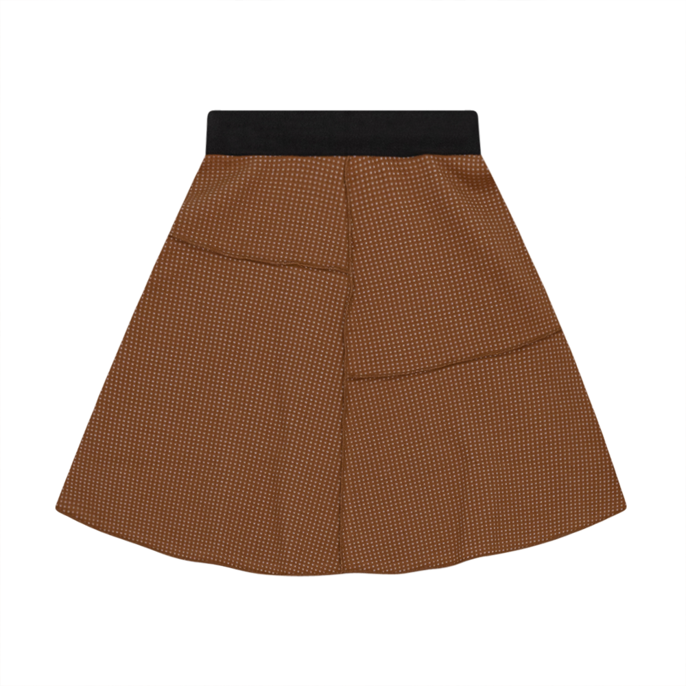 Asymmetric Cut Waffle Short Skirt in Cognac by FYI