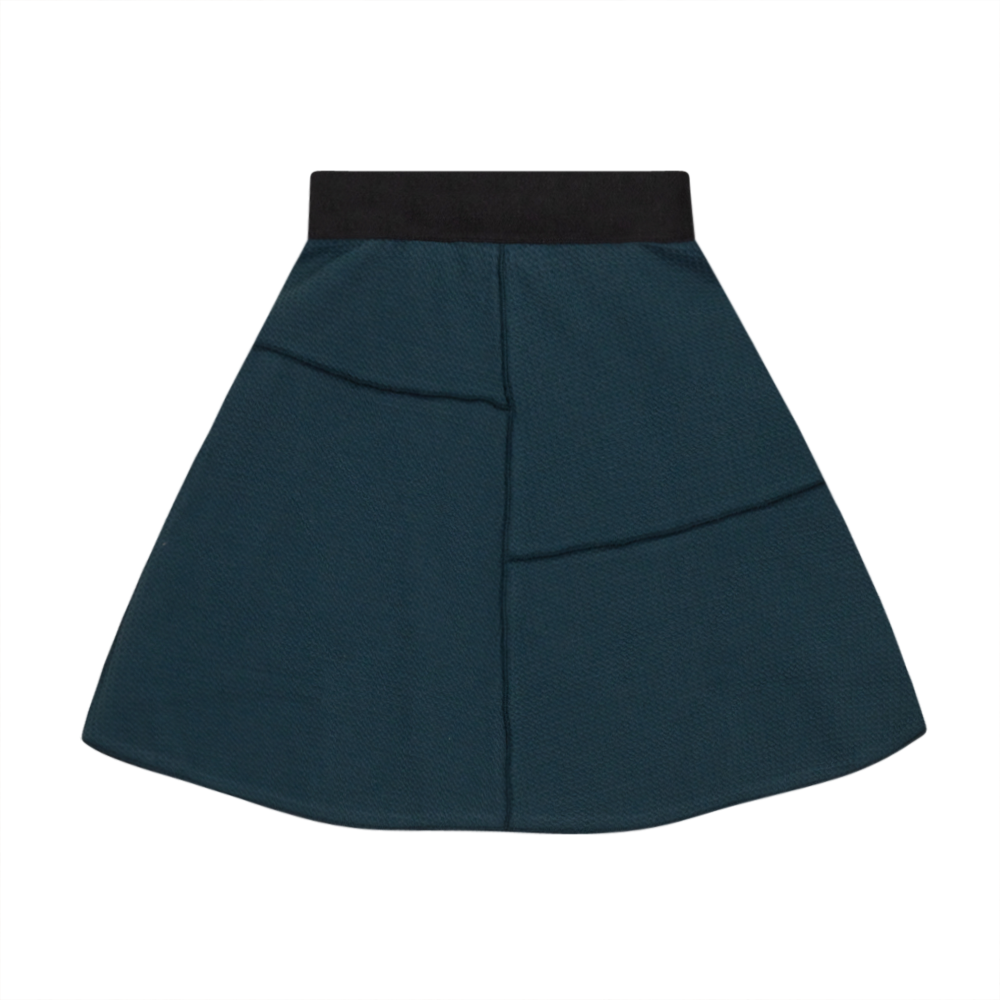 Asymmetric Cut Waffle Short Skirt in Pine by FYI