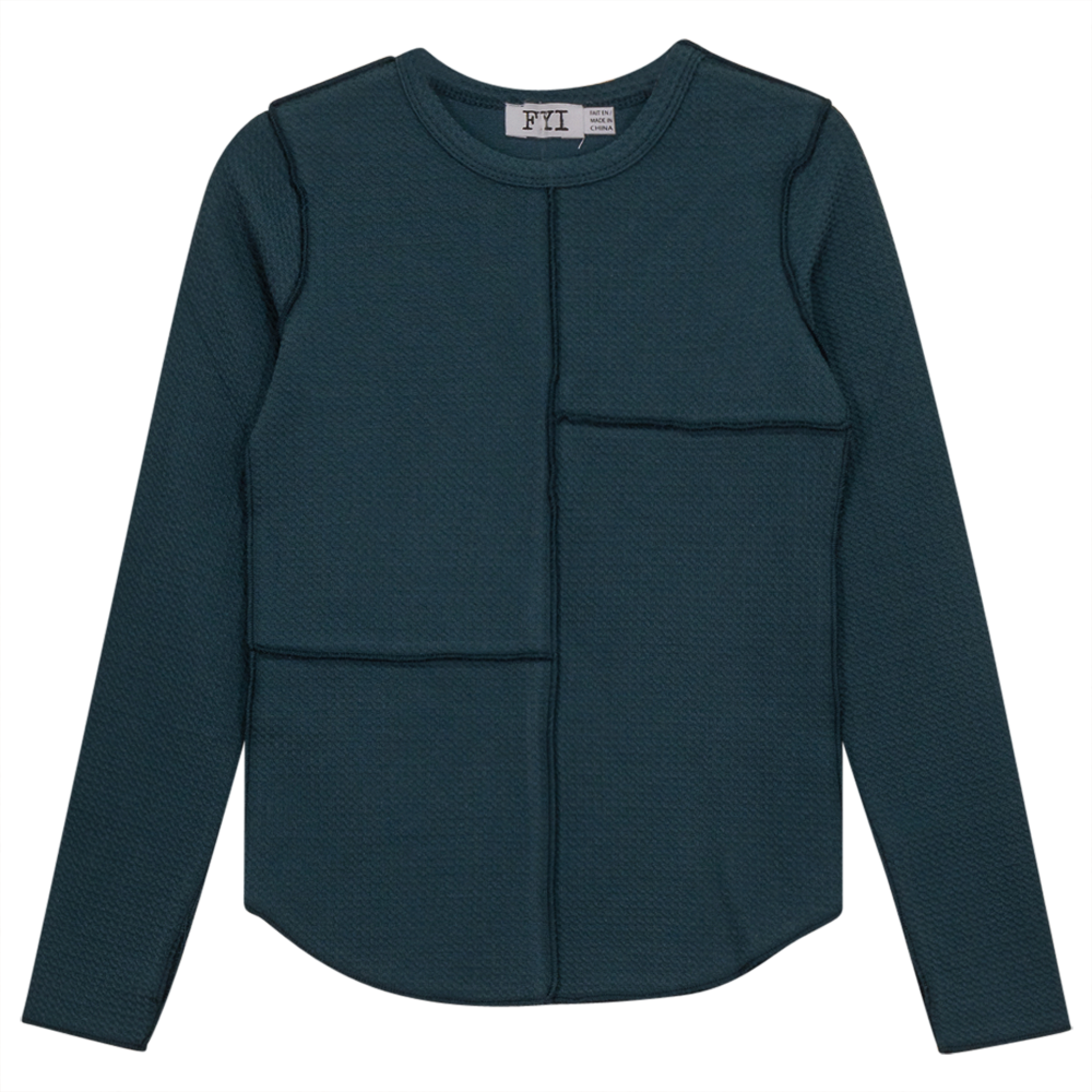 Asymmetric Cuts Waffle Top in Pine by FYI