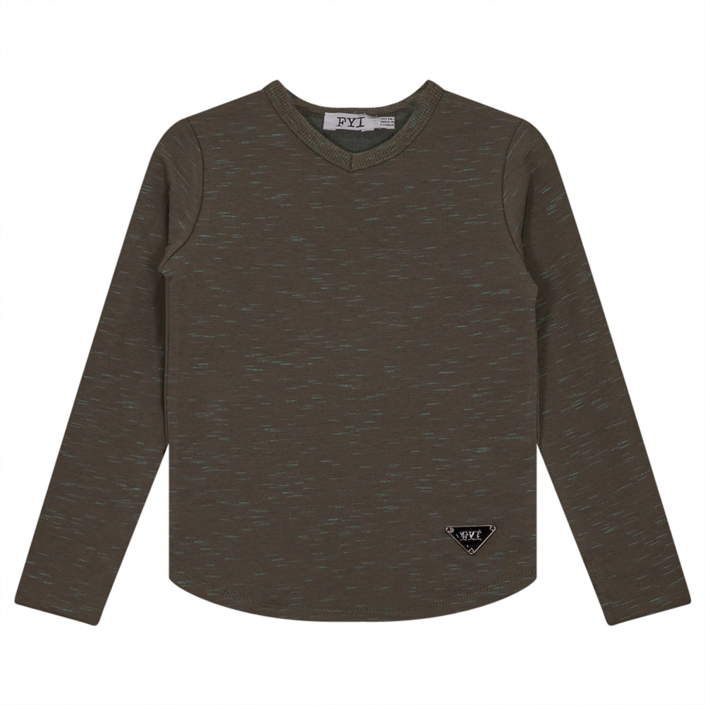 V-Neck Stretch Mix Top in Olive by FYI