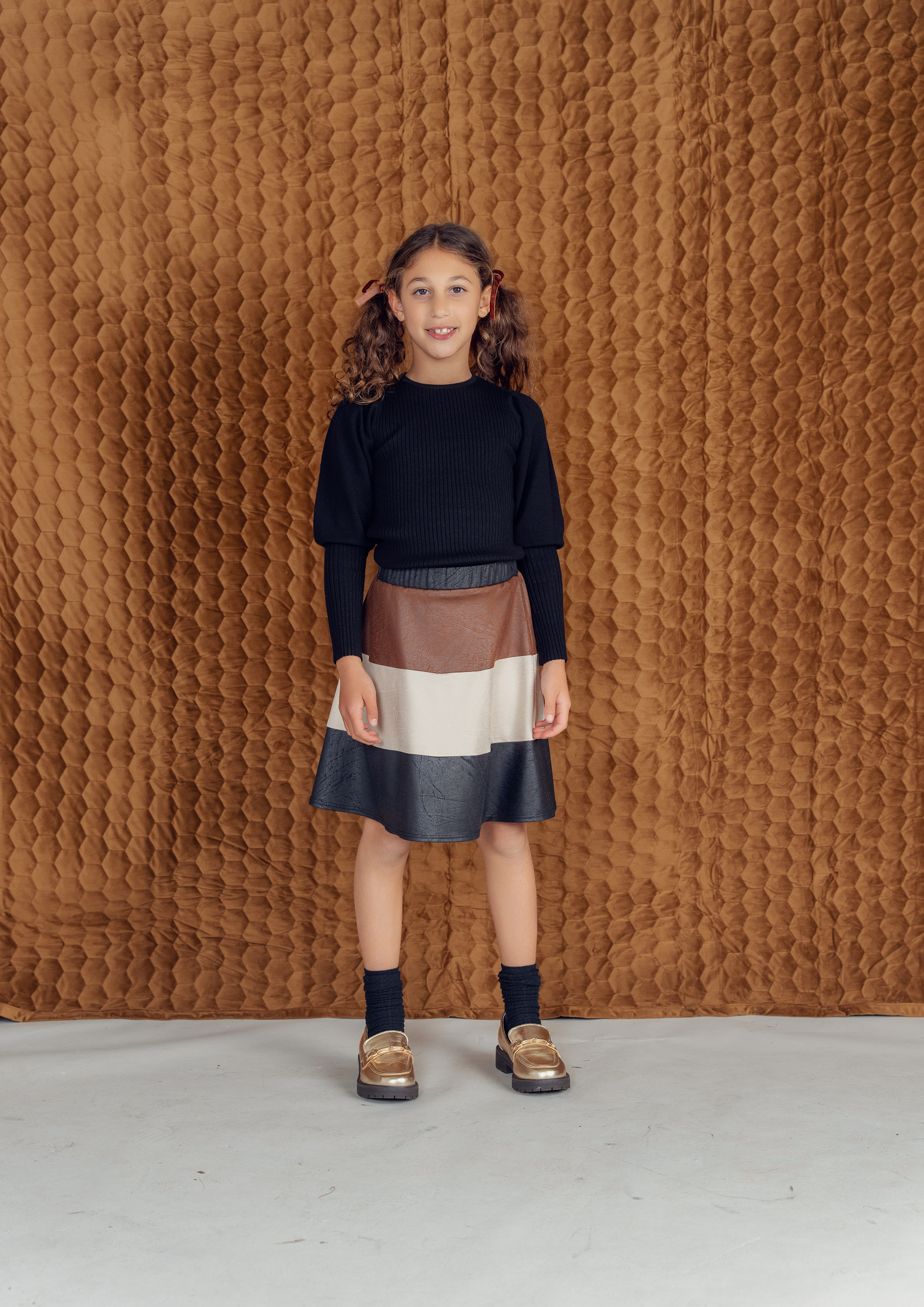 Rib Knit Top With Puff Sleeves in by Hopscotch