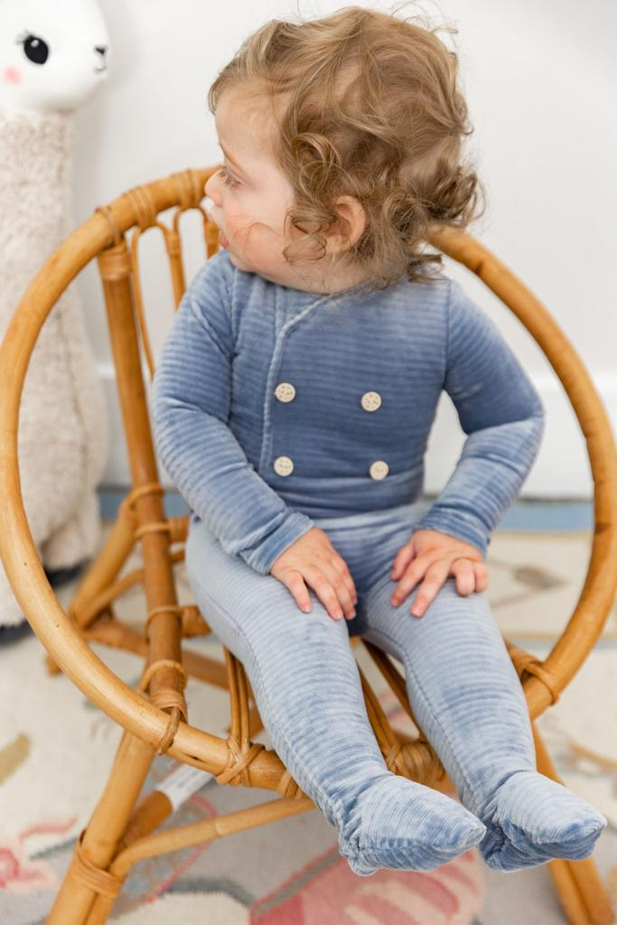 Double Press Look Rib Velour Onesie in Light Pink by Fragile Bebe