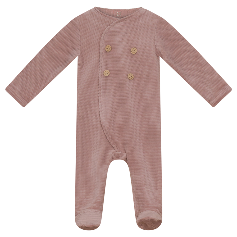 Double Press Look Rib Velour Onesie in Light Pink by Fragile Bebe