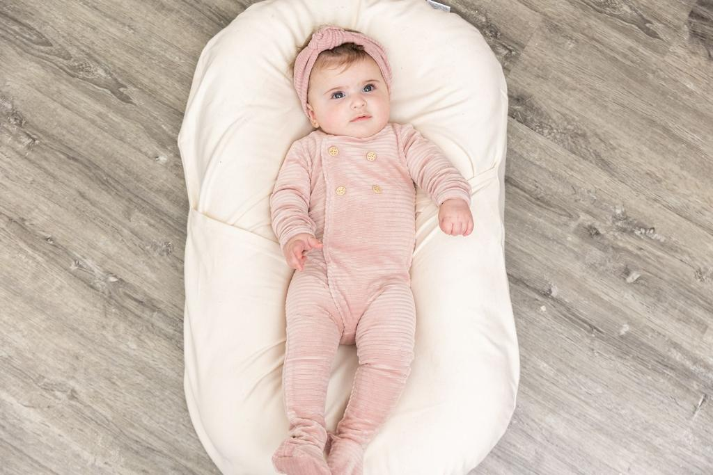 Double Press Look Rib Velour Onesie in Light Pink by Fragile Bebe