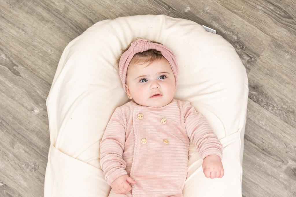 Double Press Look Rib Velour Onesie in Light Pink by Fragile Bebe