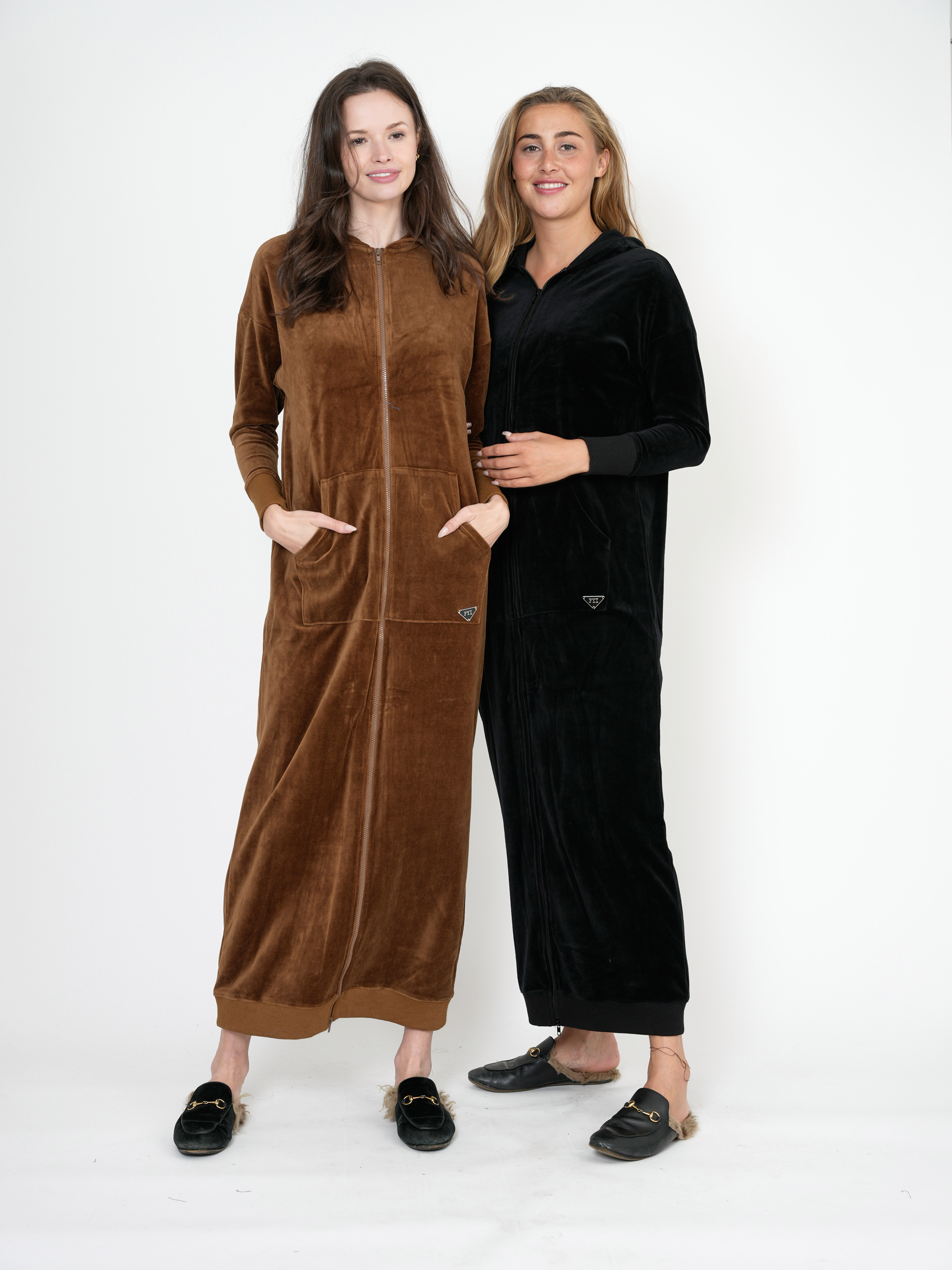 Hoodie Cotton Velour Robe in by FYI