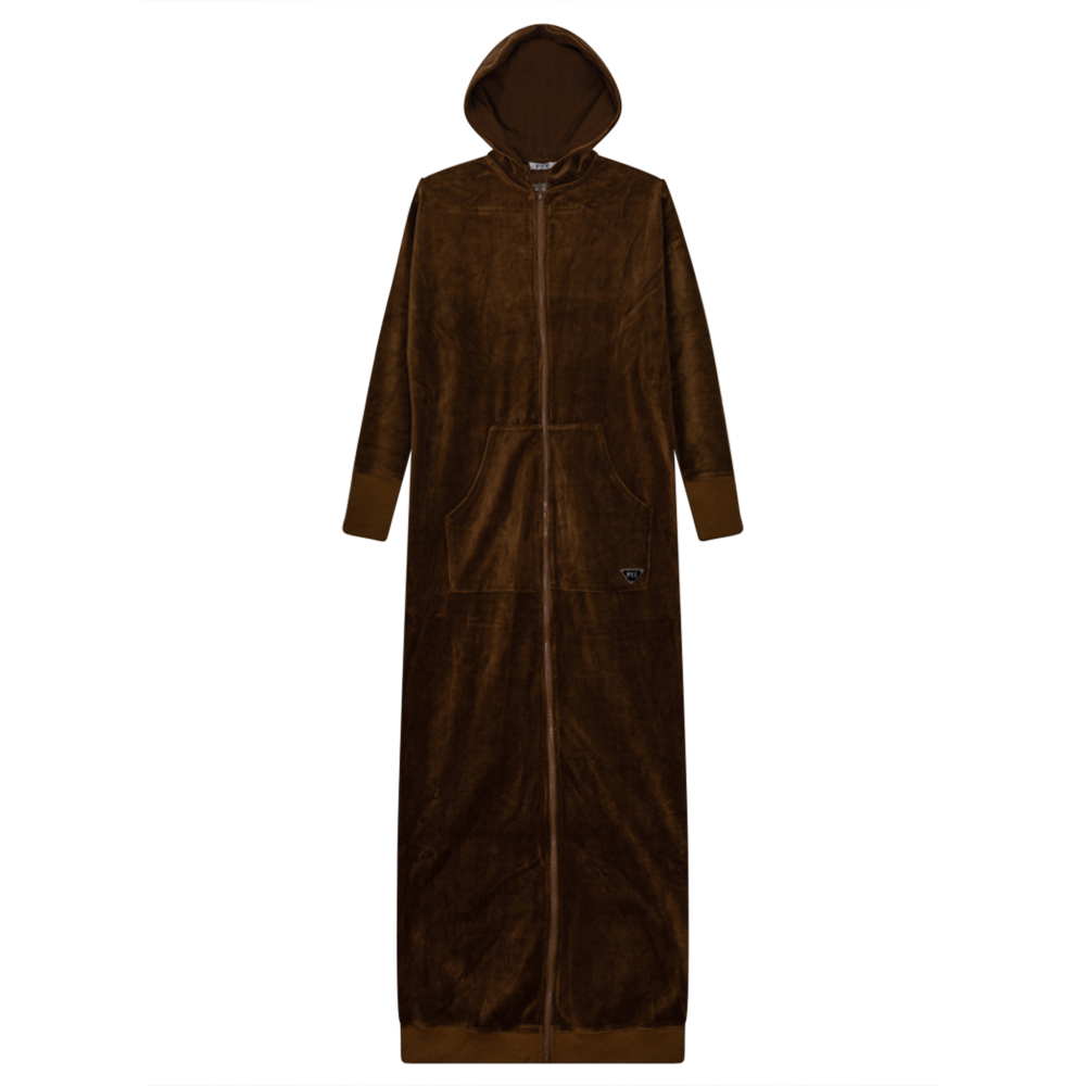 Hoodie Cotton Velour Robe in Pinecone by FYI