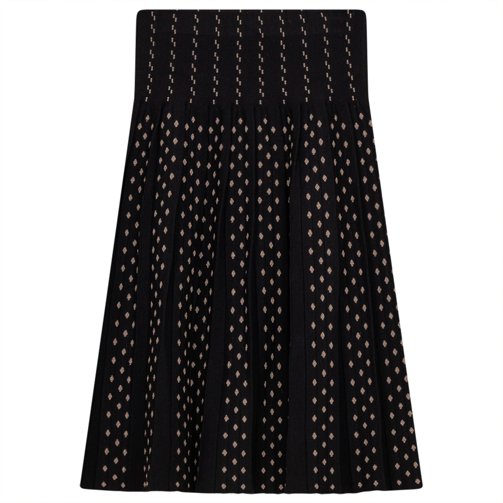 Pleated Gold Lurex Knit Skirt in Black Gold lurex by Ginger
