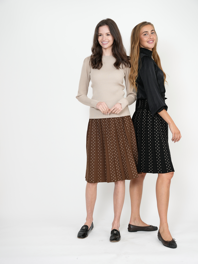 Pleated Gold Lurex Knit Skirt Ginger Teen Skirt - TheHushShop.com