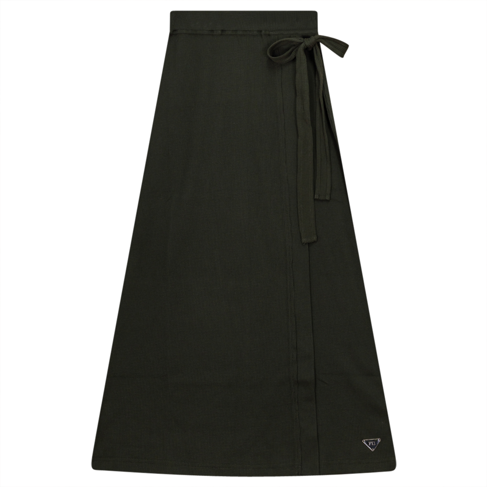 Small Waffle Long Skirt in Olive by FYI