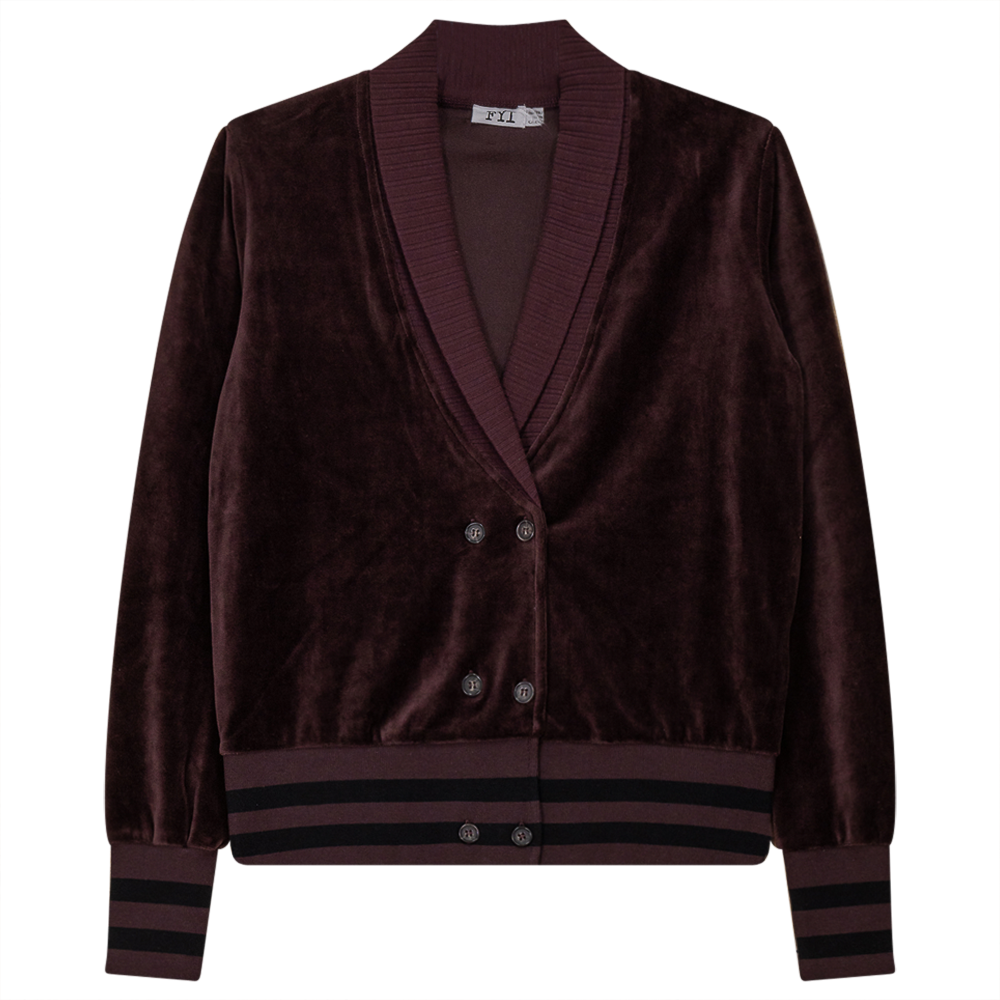 Double Press Short Cardigan in Wine by FYI