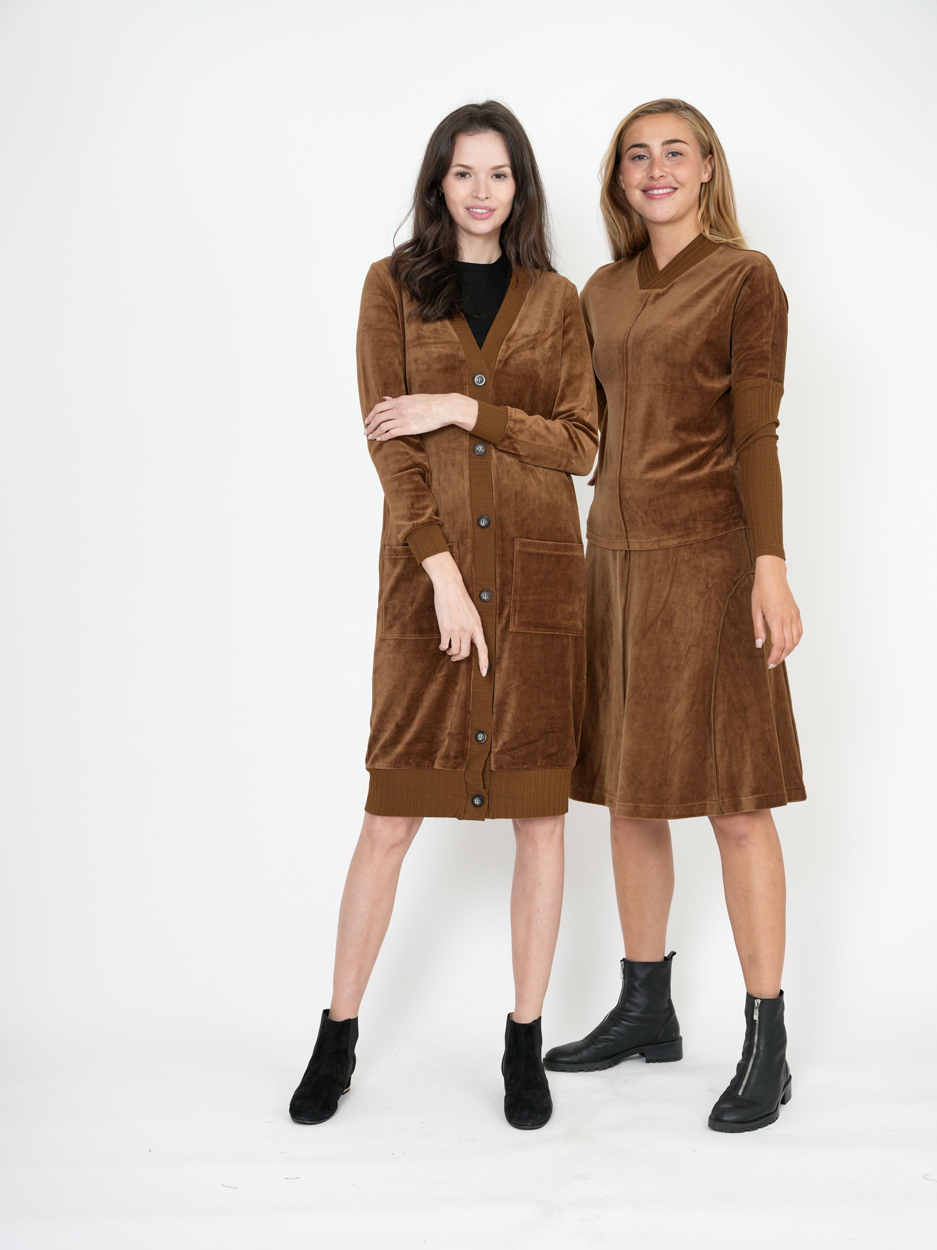 Cotton Velour Long Cardigan in by FYI