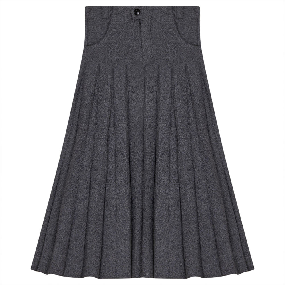 Pleated Knit Skirt in Black Mix by Ginger