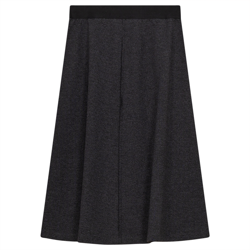 Fine Rib Flare Skirt in Black Mix by FYI