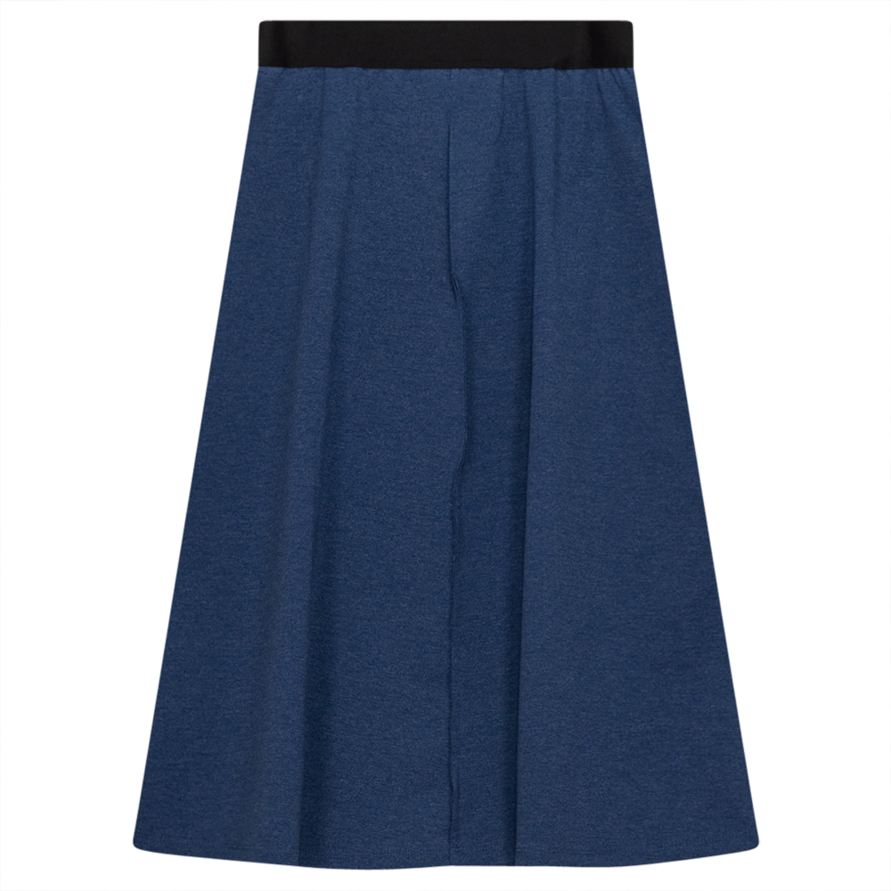 Fine Rib Flare Skirt in Denim Mix by FYI