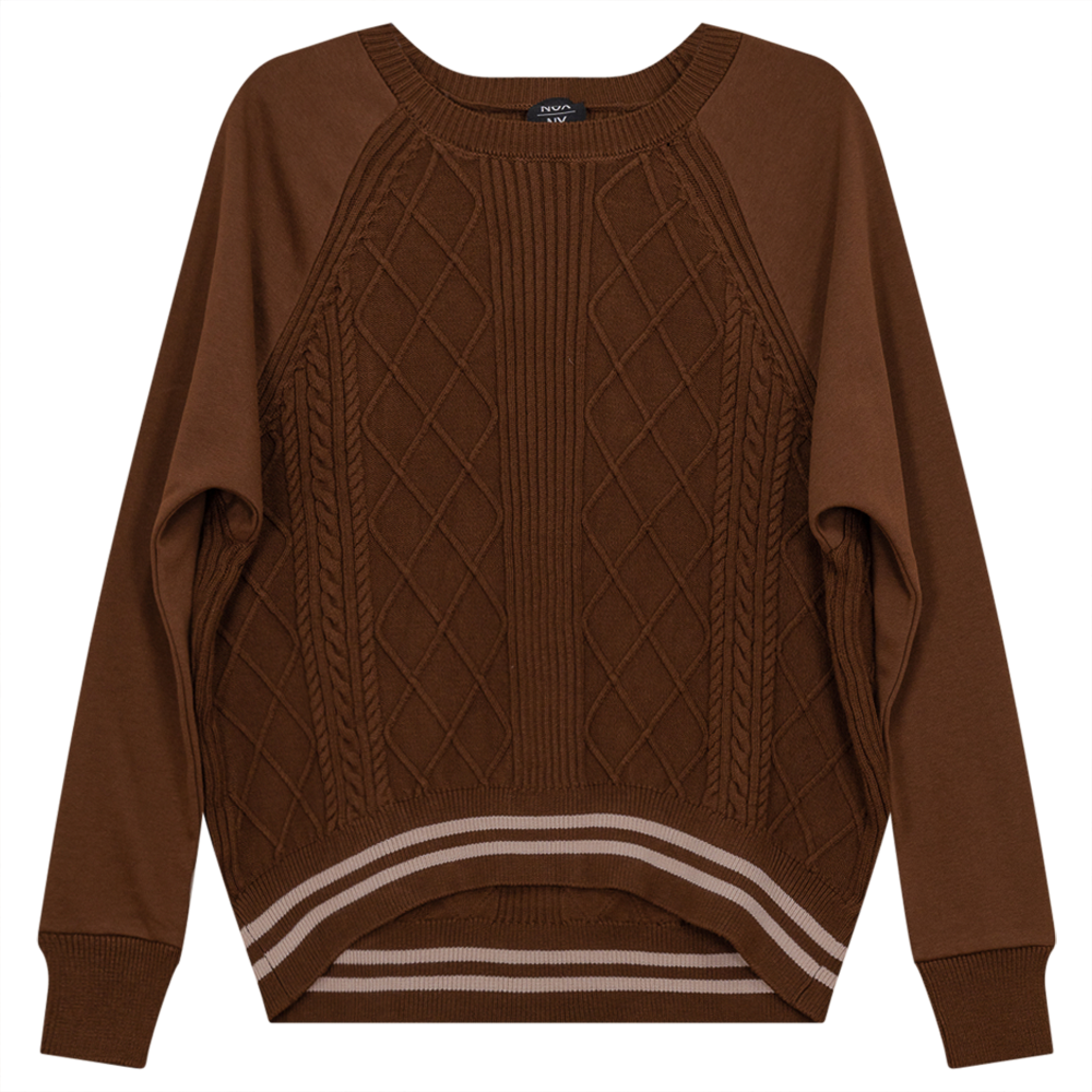 Crew Neck Raglan Sleeve Top in Pinecone by NOX-NY