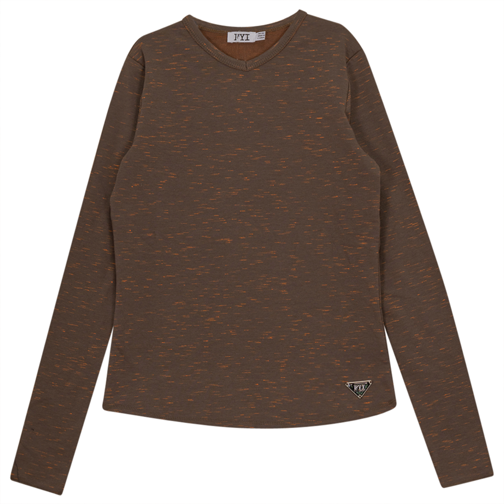 Stretch Mix V Neck Top in Cocoa by FYI