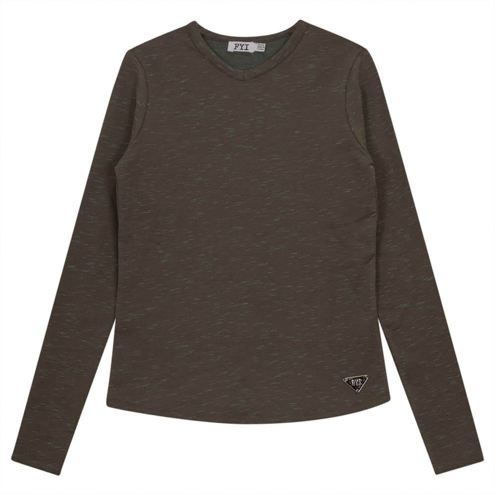 Stretch Mix V Neck Top in Olive by FYI