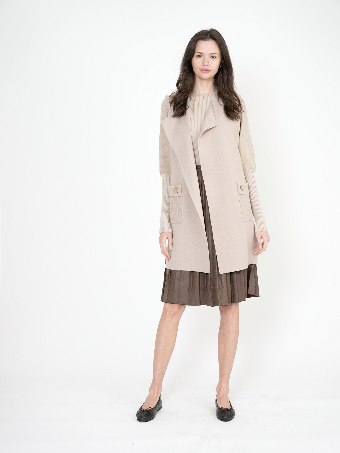 Rib Knit Top With Puff Sleeves in by NOX-NY