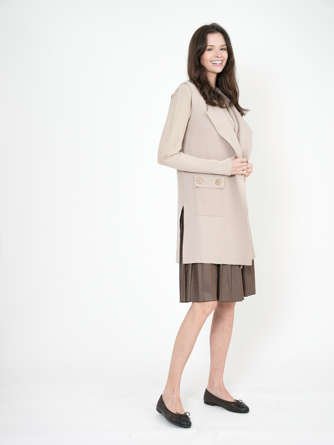 Rib Knit Top With Puff Sleeves in by NOX-NY