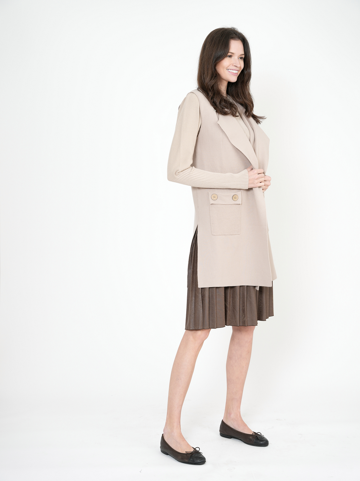 Rib Knit Top With Puff Sleeves in by NOX-NY