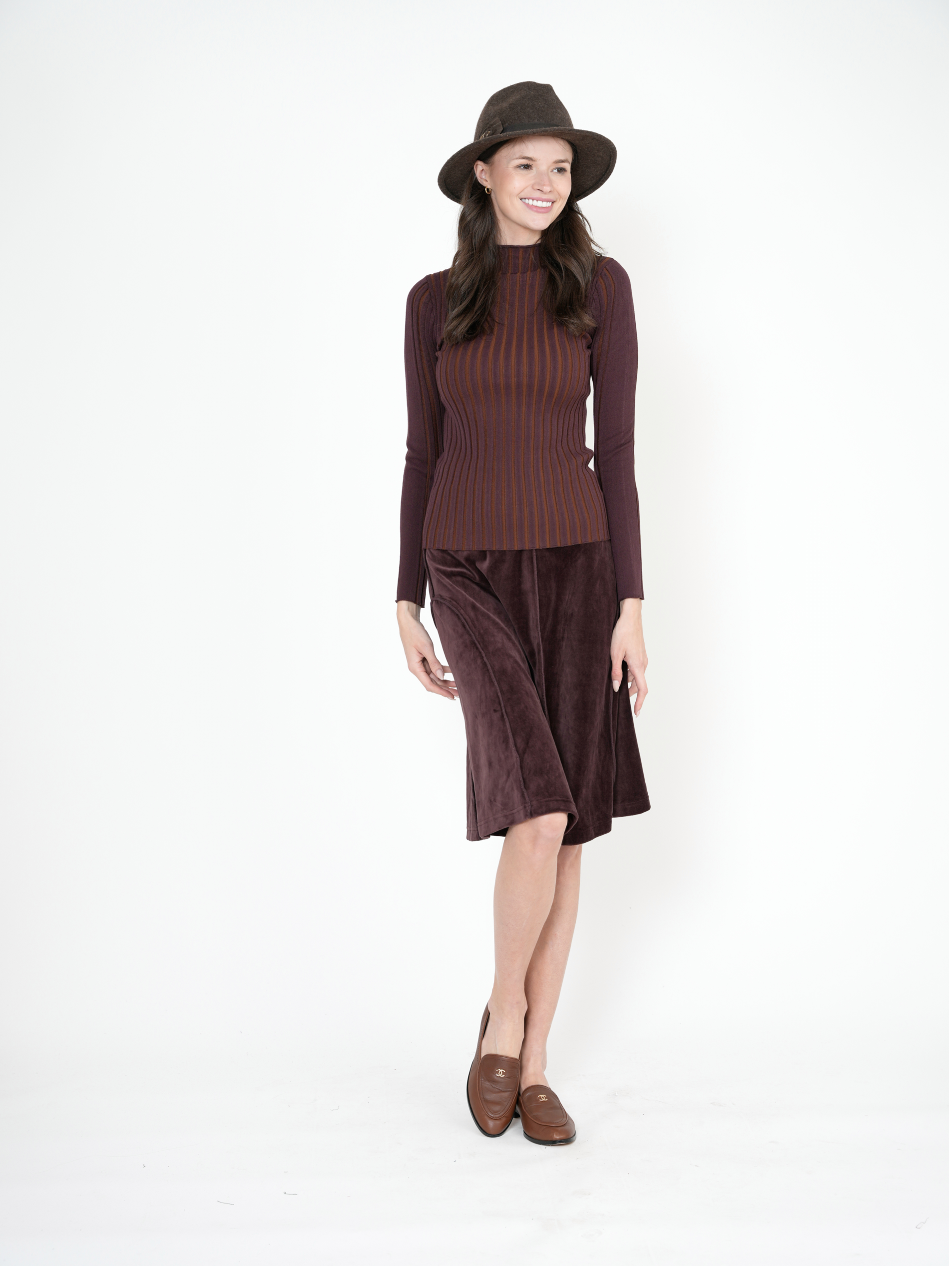 Knit Rib Funnel Neck Top in by FYI