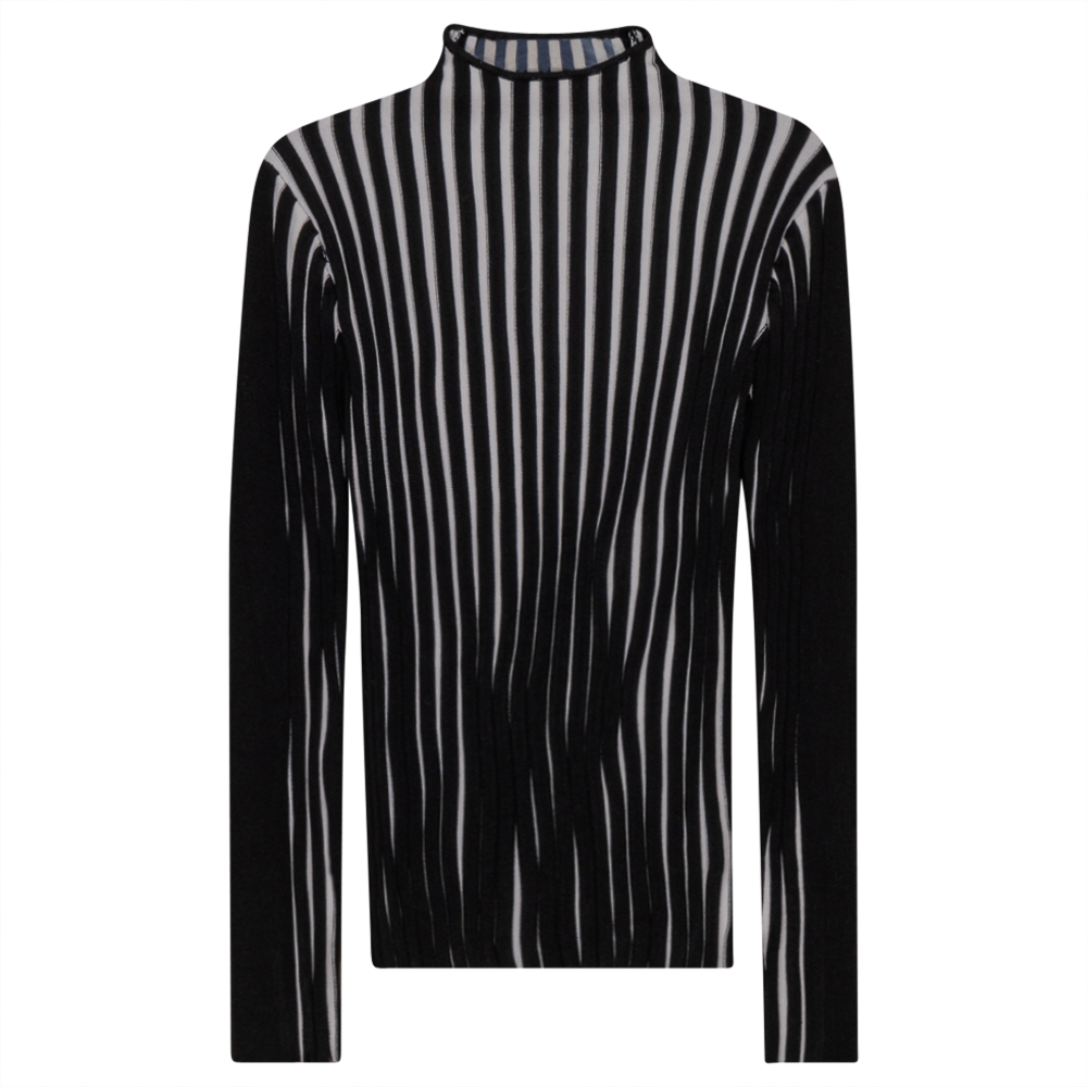 Knit Rib Funnel Neck Top in Black by FYI