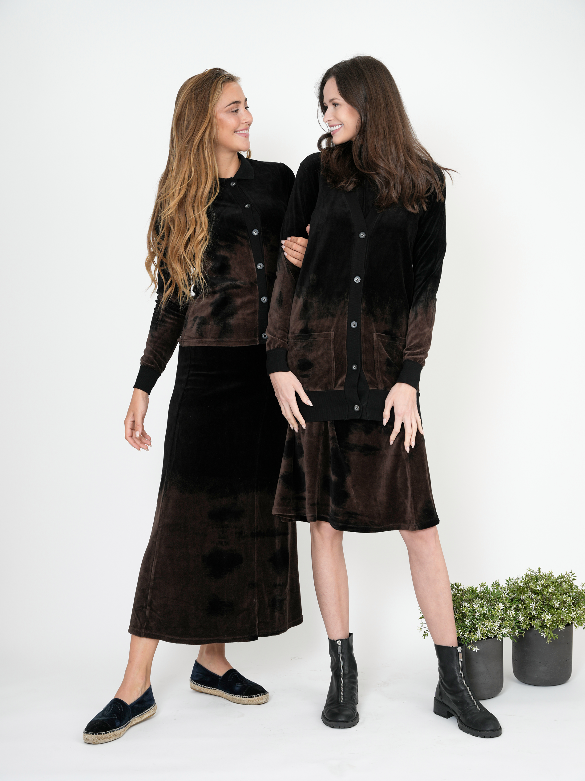 Tie Dye Cotton Velour Long Flare Skirt in by 5 Stars