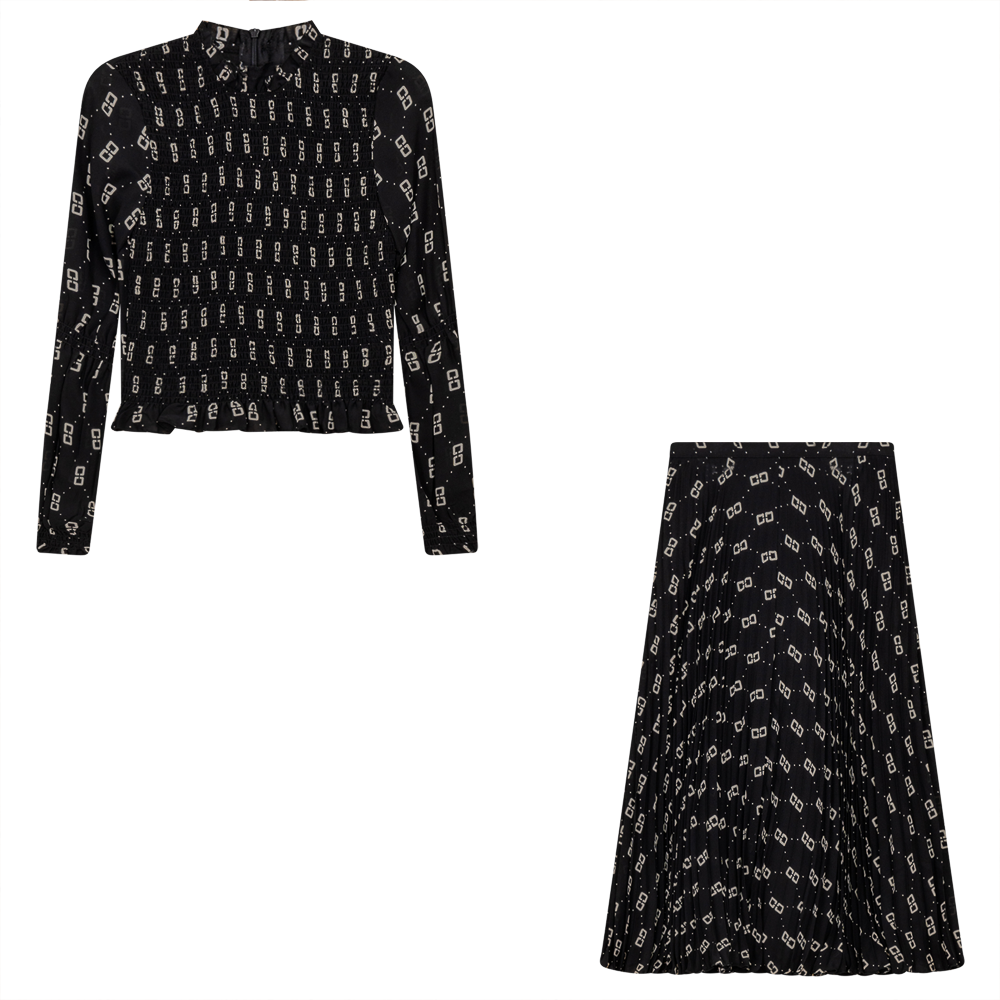 Hook Print 2pc Set in Black by Ginger