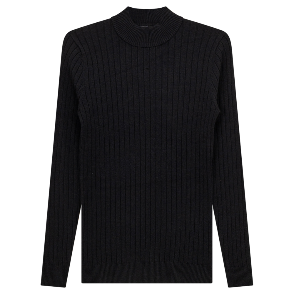 Maternity Sweater Knit Mock Neck in Black by La Enceinte