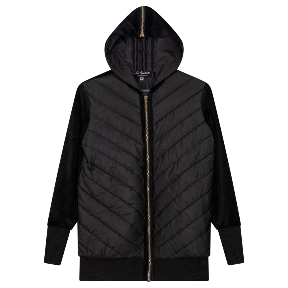 Maternity Quilt Bomber Jacket in Black by La Enceinte