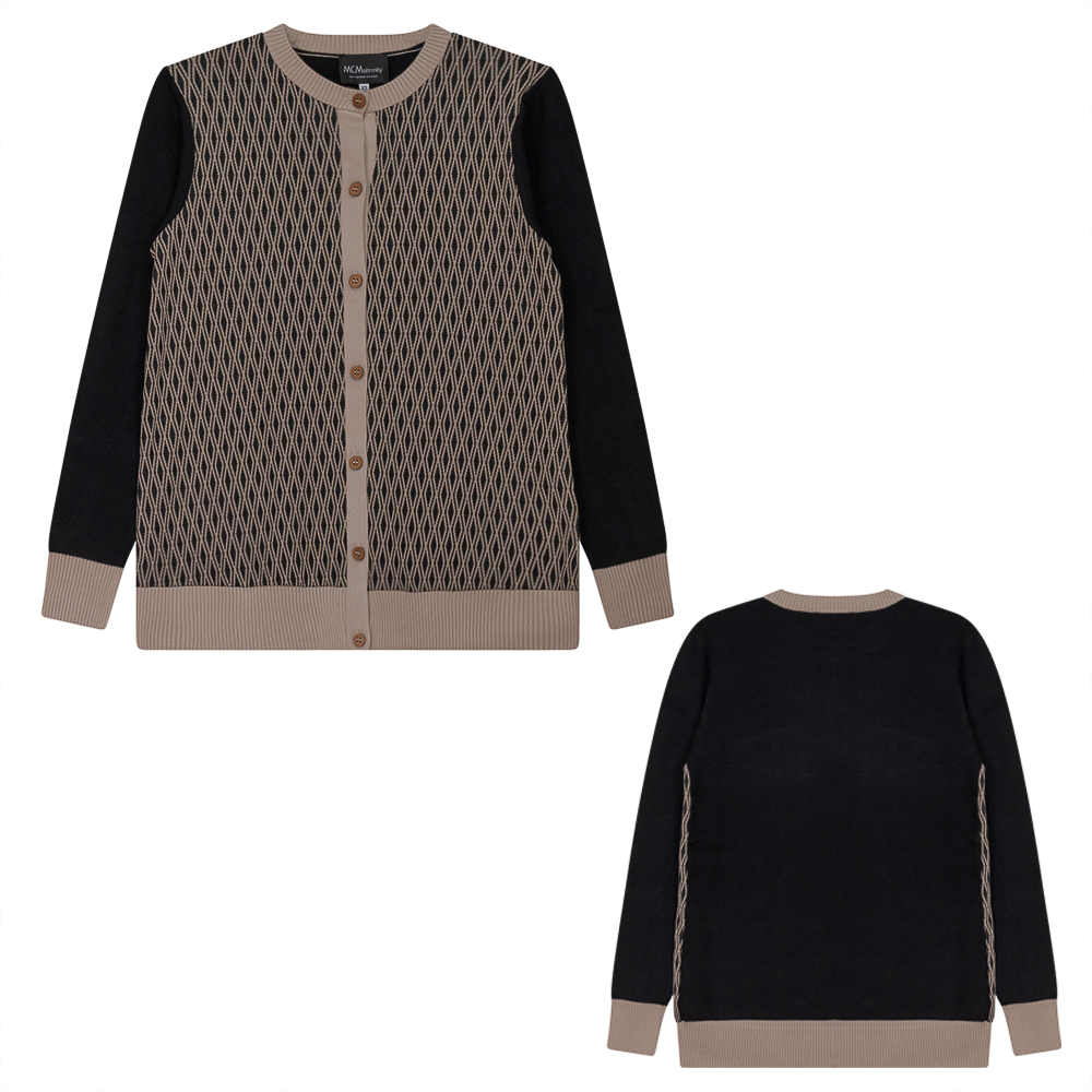 Materniity Diamond Shapped Knit Cardigan in Black Stone by MCM