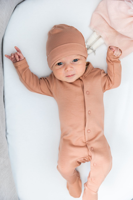 Onesie With Knitted Hat in by Bebe Bella