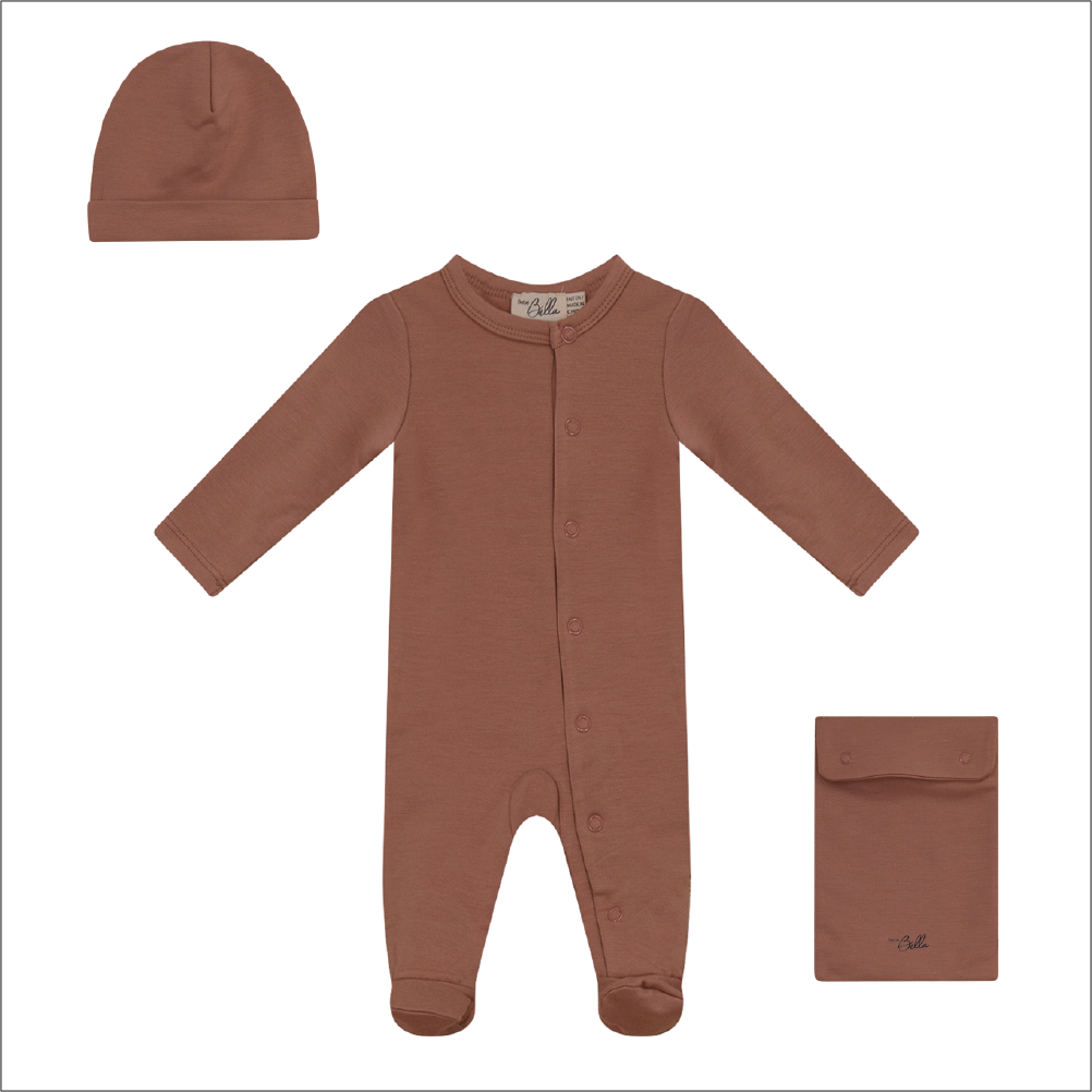 Onesie With Knitted Hat in Pink by Bebe Bella