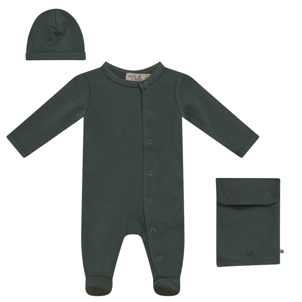 Onesie With Knitted Hat in Sage by Bebe Bella