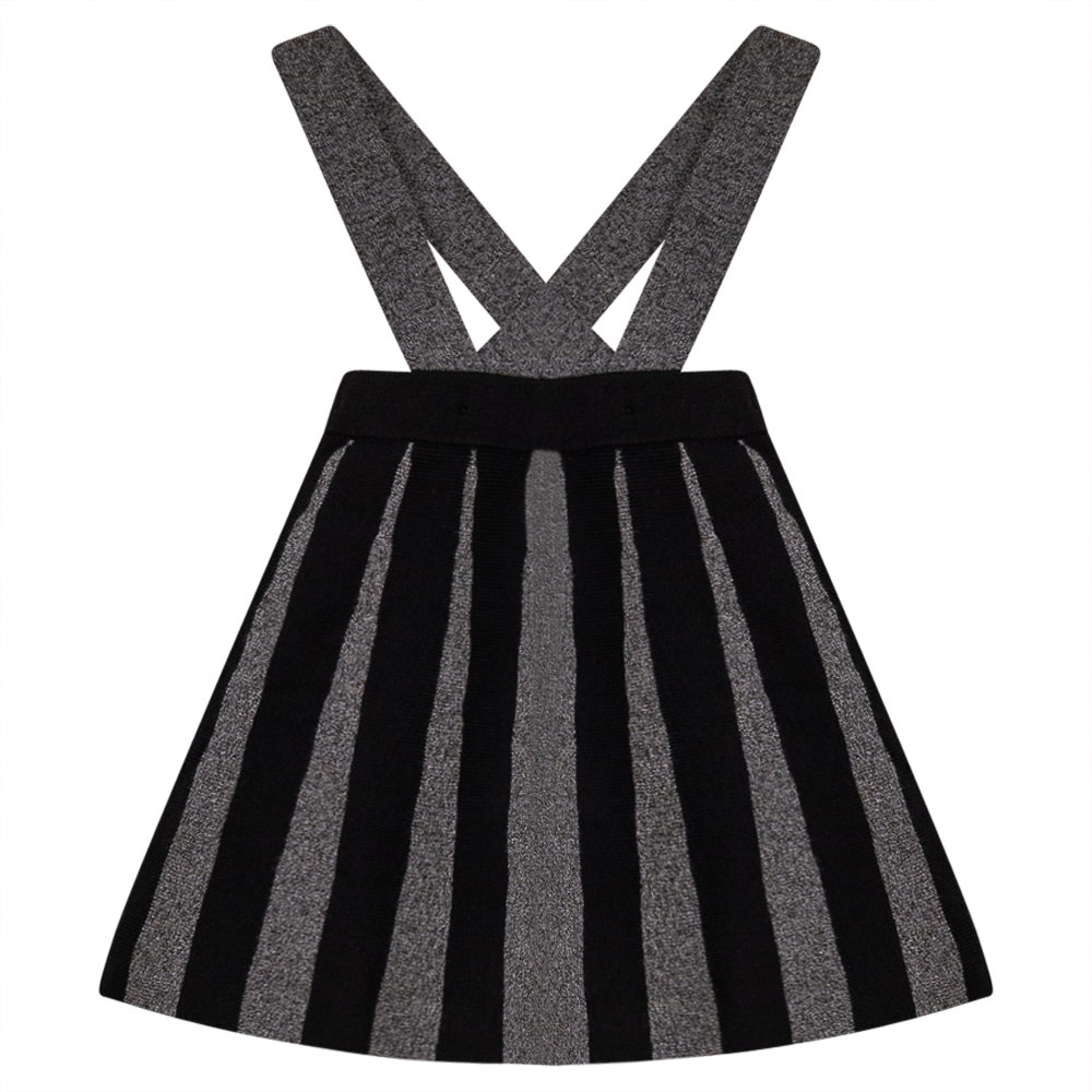 Contrast Straps & Pleated Knit Skirt
