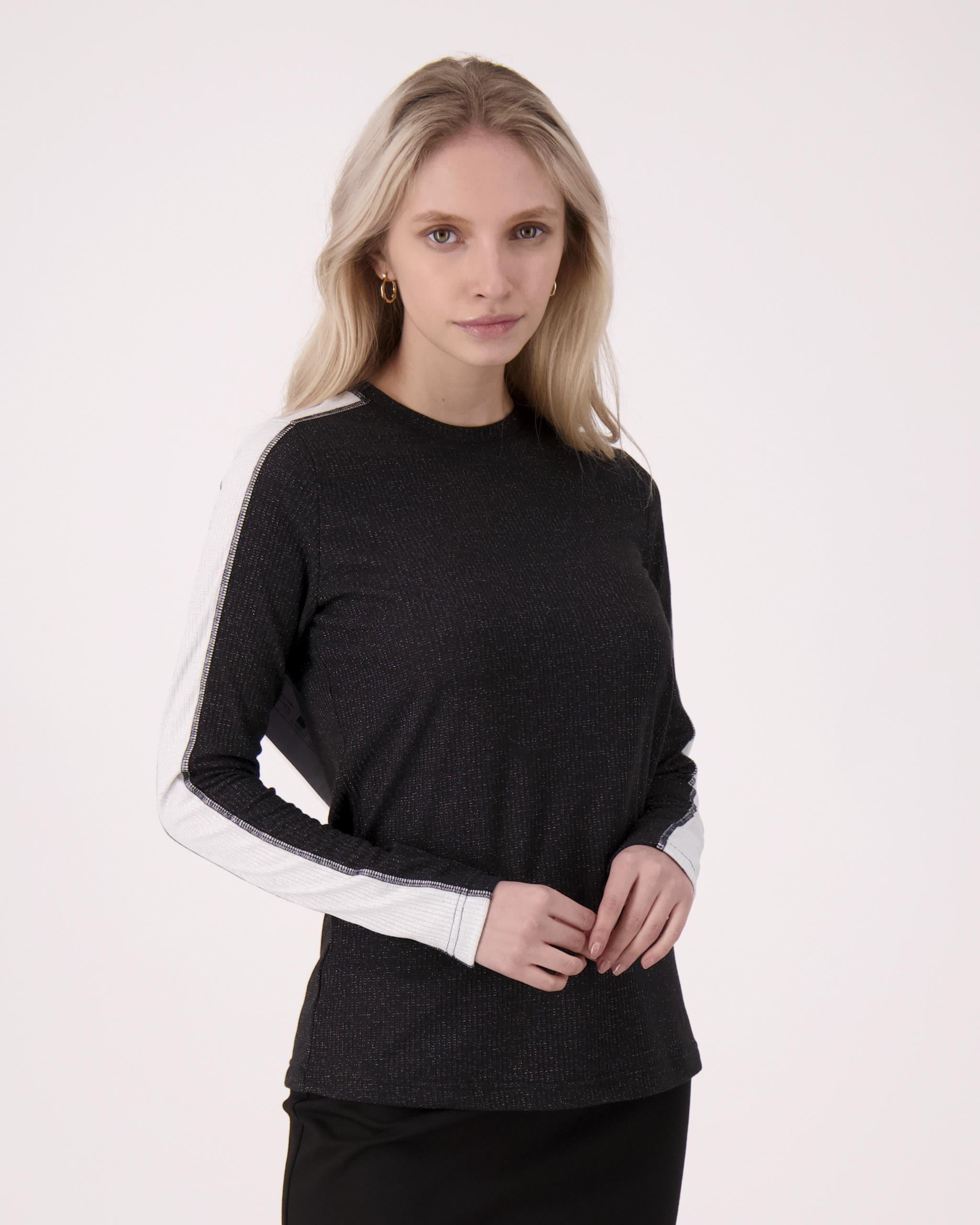 Shimmer Rib Contrast Top in by Hashtag
